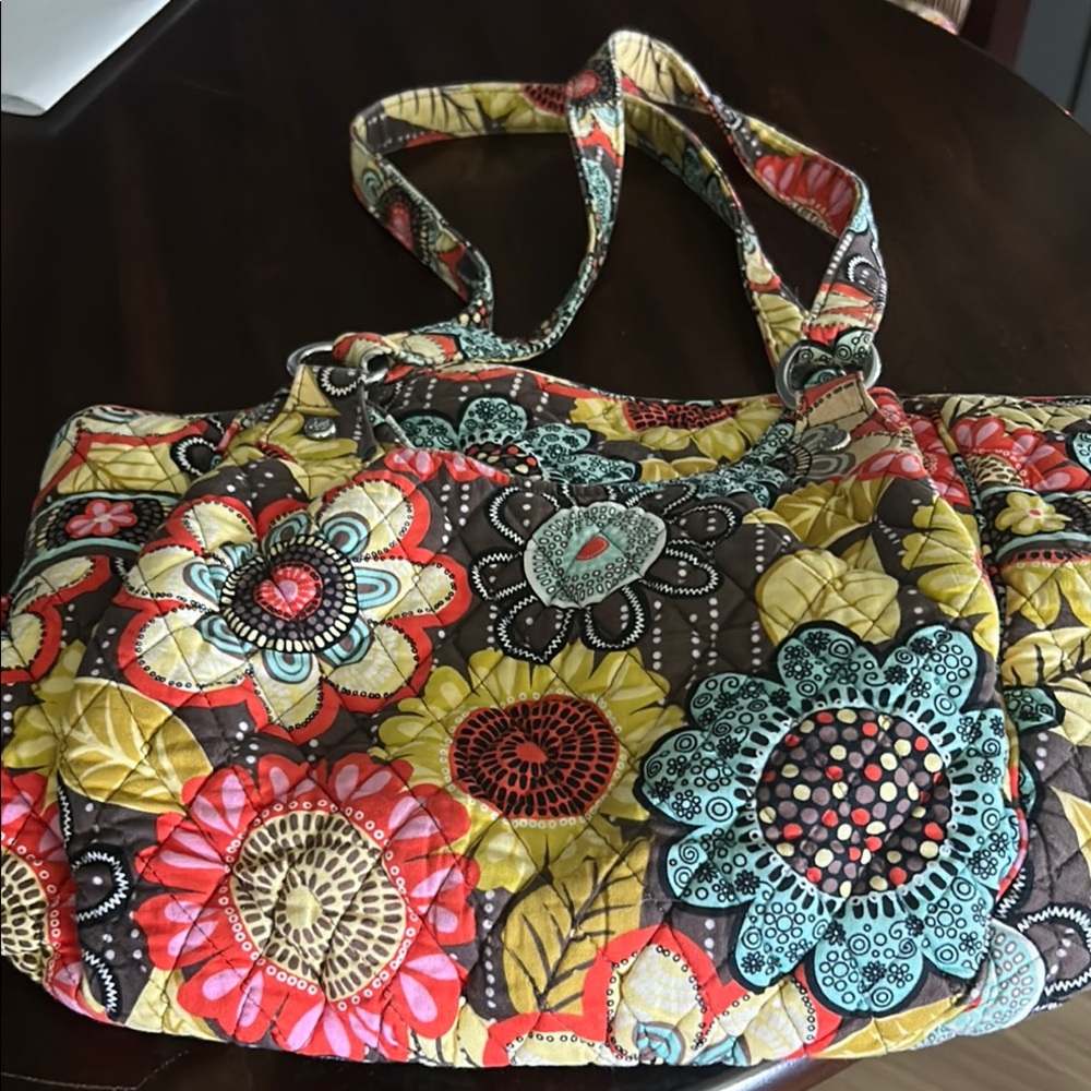 Vera Bradley Red and Yellow Quilted Shoulder Bag